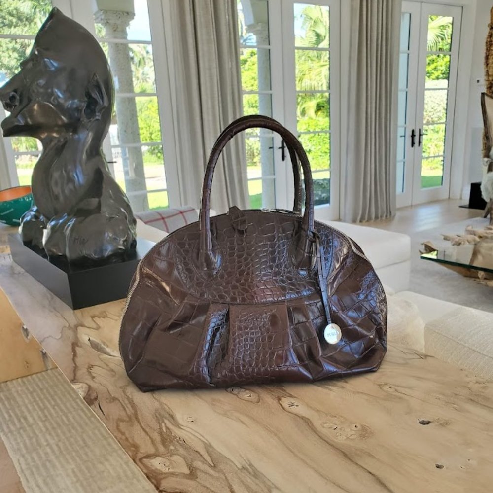 Furla Leather Croc Satchel